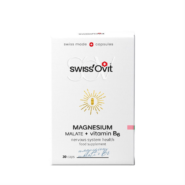 SWISSOVIT, magnija malāts + B6 vitamīns, 30 kapsulas attēls