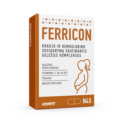 ICONFIT, dzelzs, dzelzs komplekss grūtniecēm, 45 kapsulas attēls