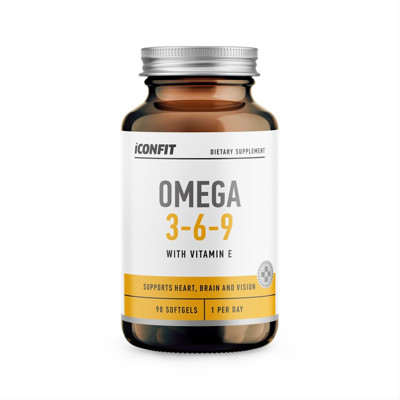 ICONFIT, omega 3, 6 un 9, ar E vitamīnu, 1000 mg, 90 kapsulas attēls