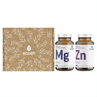 ECOSH, komplekts viņam: bioaktīvs magnijs ar B6 vitamīnu, 90 kapsulas + bioaktīvi cinks, 90 kapsulas attēls