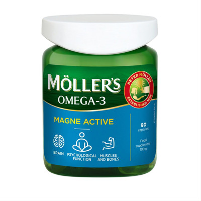MOLLER'S OMEGA-3 MAGNE ACTIVE, 90 kapsulas attēls