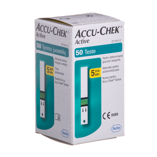 ACCU-CHEK ACTIVE GLUCOSE, diagnostikas strēmeles glikozei, 50 gab. attēls