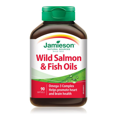JAMIESON WILD SALMON & FISH OIL, zivju eļļa, 1000 mg, 90 mīkstās kapsulas attēls