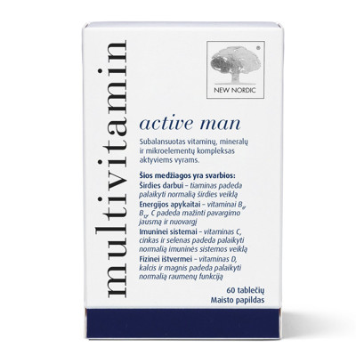 NEW NORDIC MULTIVITAMIN ACTIVE MAN, multivitamīni vīriešiem, 60 tabletes attēls
