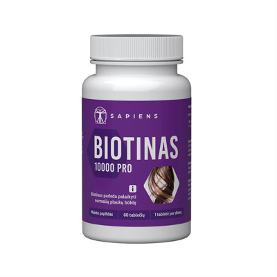SAPIENS, Biotin 10000 Pro, 60 tabletes attēls