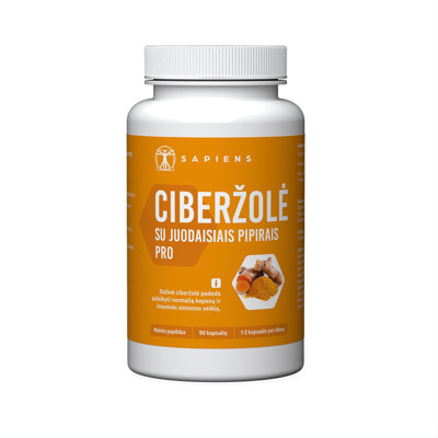 SAPIENS, kurkuma ar Black Pepper Pro, 90 kapsulas attēls