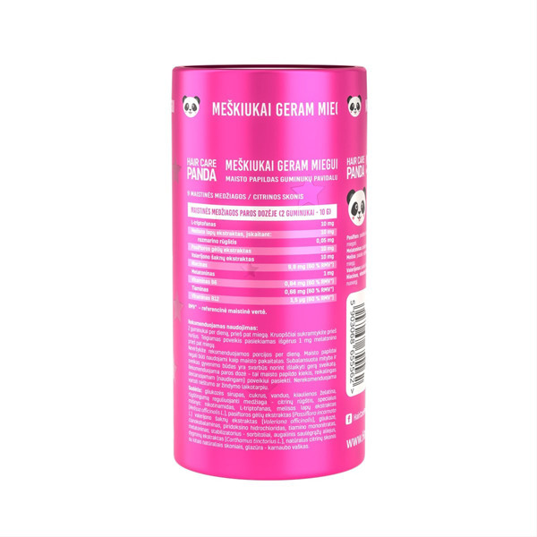 HAIR CARE PANDA LĀCĪŠI LABAM MIEGAM, 60 gumijas attēls