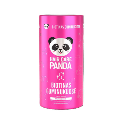 HAIR CARE PANDA BIOTĪNS GUMIJĀS, клубничный вкус, 60 резин изображение