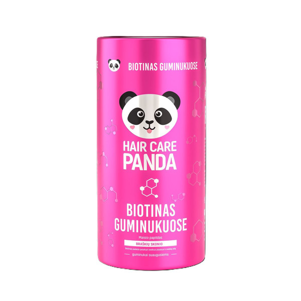 HAIR CARE PANDA BIOTĪNS GUMIJĀS, zemeņu aromāts, 60 gumijas attēls