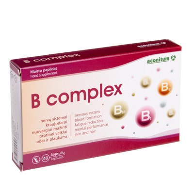 B COMPLEX, 40 kapsulas attēls