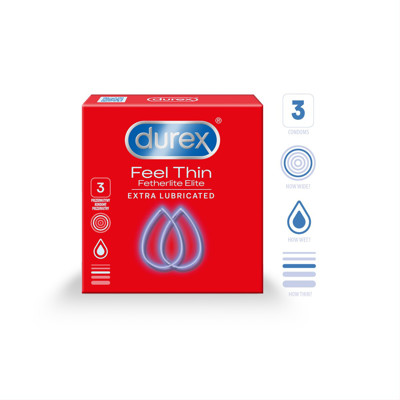 DUREX FEEL THIN EXTRA LUBRICATED, prezervatīvi, 3 gab. attēls