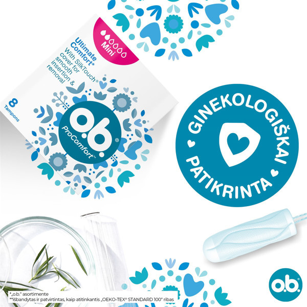 O.B. PRO COMFORT MINI, tamponi, 8gab. attēls