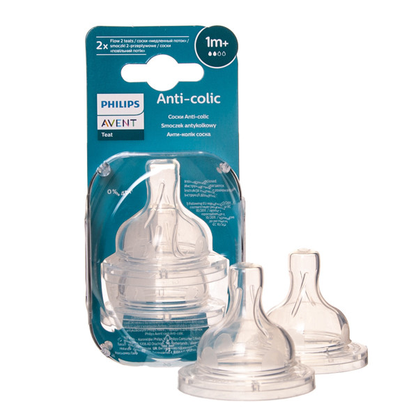 PHILIPS AVENT, silikona knupis "Anti-colic" (2), no 1 mēn, SCY762/02, 2 gab. attēls
