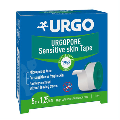URGO PORE, 1,25 cm x 5 m, celulozes plāksteris uz ruļļa attēls