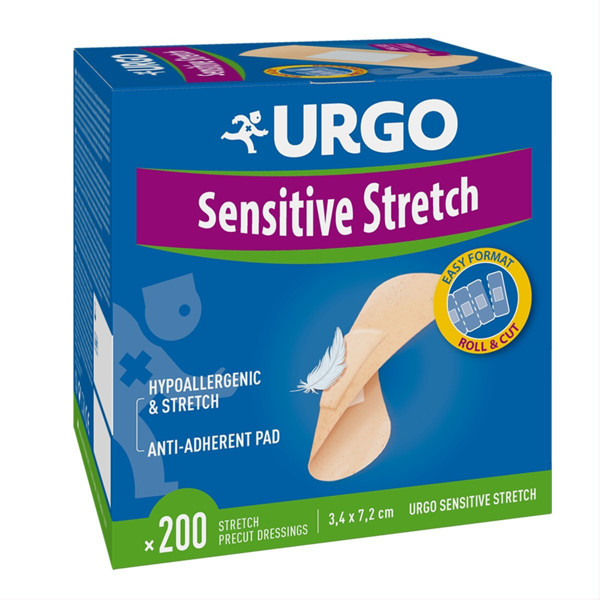URGO SENSITIVE STRETCH, elastīgs plāksteris, 3,4 x 7,2 cm attēls