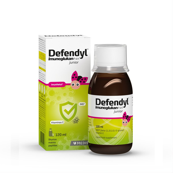 DEFENDYL IMUNOGLUKAN P4H JUNIOR, šķidrs uztura bagātinātājs, 120ml attēls