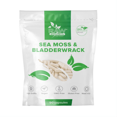 RAW POWDERS SEA MOSS 250 MG & BLADDERWRACK, 250 mg, 90 kapsulas attēls