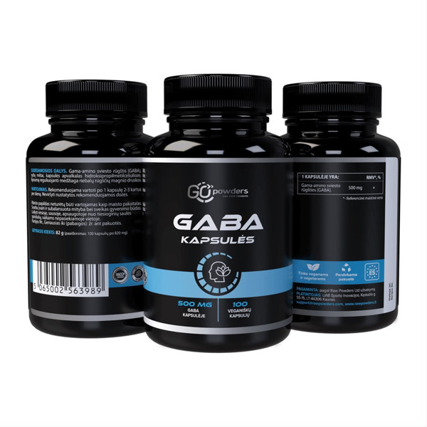 GO POWDERS GABA, 500 mg, 100 kapsulas attēls