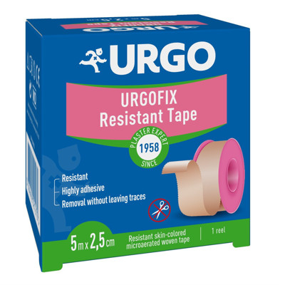 URGO FIX, auduma plāksteris miesas krāsas, rullī, 5 m x 2,5 cm attēls