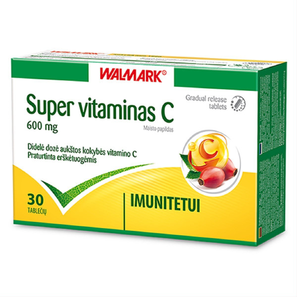 WALMARK SUPER VITAMĪNS C, 600 mg, 30 tabletes attēls