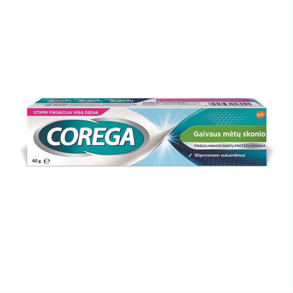 COREGA, fiksējošs krēms protēzēm, svaiga piparmētru garša, (spēcīga fiksācija visu dienu), 40g attēls
