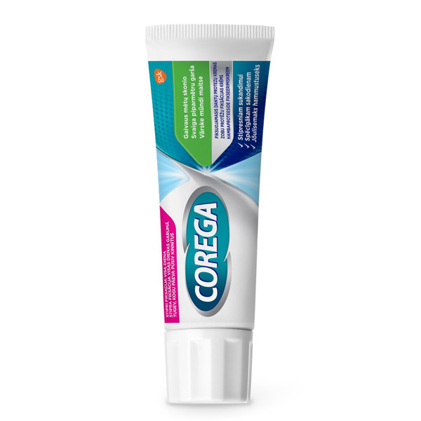 COREGA, fiksējošs krēms protēzēm, svaiga piparmētru garša, (spēcīga fiksācija visu dienu), 40g attēls