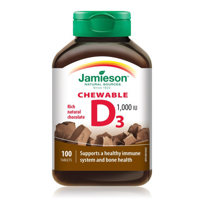 Jamieson D vitamīns pieaugušajiem košļājamās, 1000 SV N100 attēls