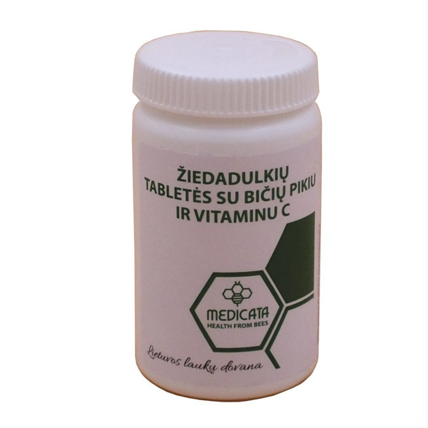 Ziedputekšņu tabletes ar bišu piķi un C vitamīnu, 20 tabletes attēls