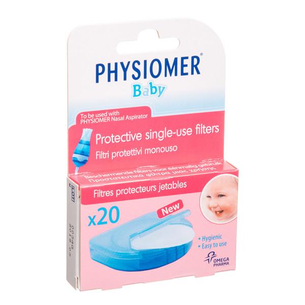 PHYSIOMER, vienreiz lietojami filtri mazuļa deguna gļotu iesūkšanai, 20 gab. attēls