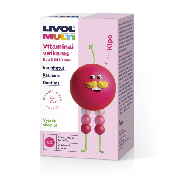 LIVOL MULTI, bērniem, ķiršu garša, 60 tabletes attēls