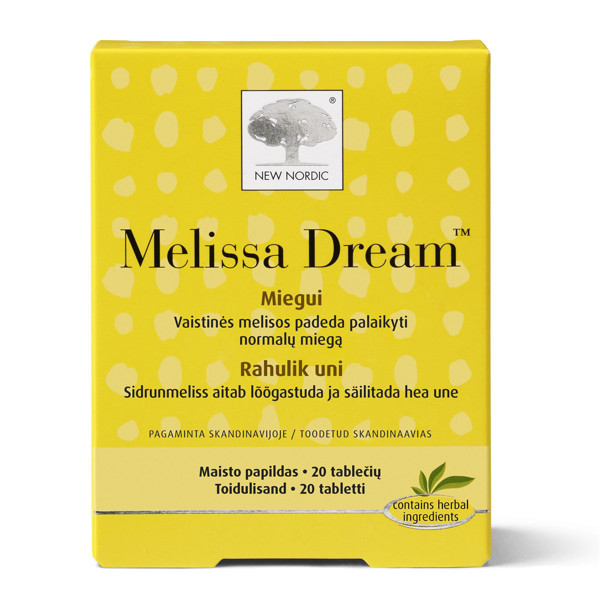 NEW NORDIC MELISSA DREAM, 20 tabletes attēls