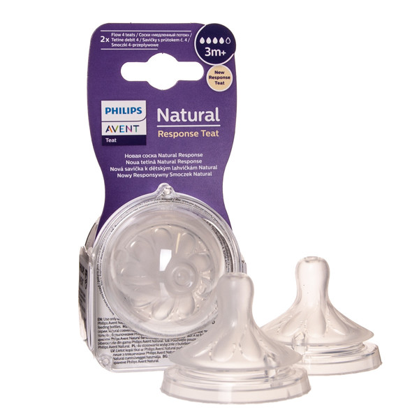 PHILIPS AVENT, silikona knupis "Natural Response", (4 plūsma. vidēja plūsma), no 3 mēnešiem, SCY964/02, 2 gab. attēls