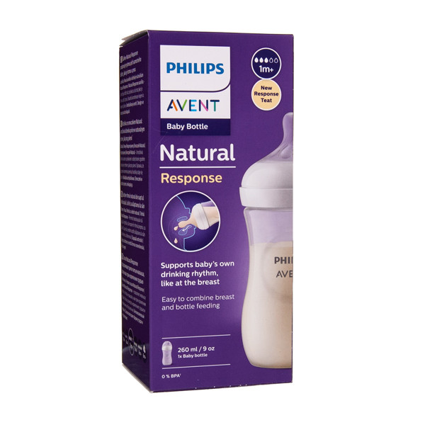 PHILIPS AVENT, бутылочка "Natural Response", с соской с медленным течением, SCY903/01, 260 мл изображение
