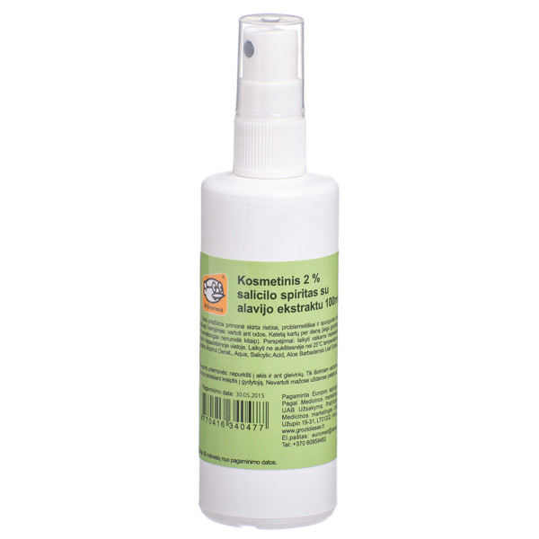 DR. SCHWARZWALD, salicilskābe 2%, spirta šķīdums ādai, kosmētika ar alveju, aerosols, 100 ml attēls