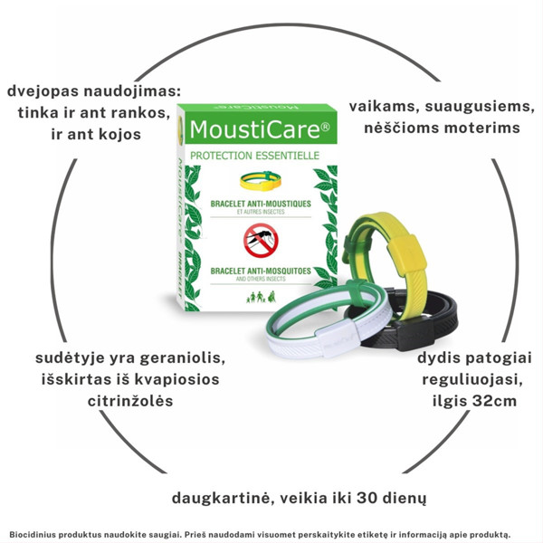 MOUSTICARE, браслет от комаров, клещей и других жалящих насекомых, 1 шт. изображение