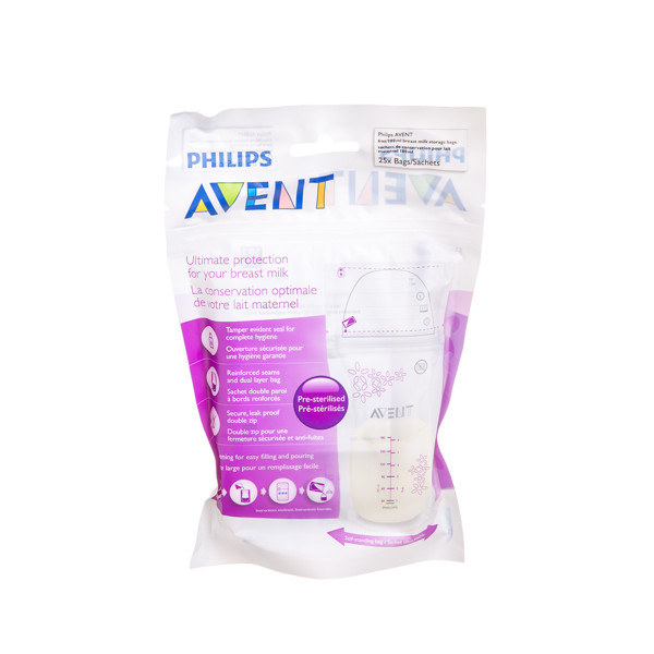 PHILIPS AVENT, piena uzglabāšanas maisiņi, SCF603/25, 25 gab., 180 ml attēls