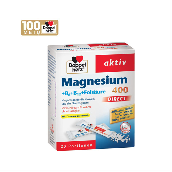 DOPPELHERZ MAGNESIUM 400 DIRECT, 20 пакетиков микрогранул изображение