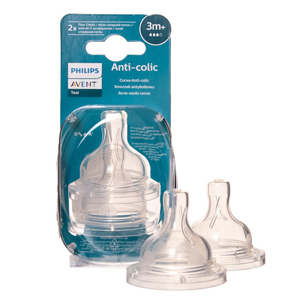 PHILIPS AVENT, silikona knupis "Anti-colic" (3), no 3 mēn., SCY763/02, 2 gab. attēls