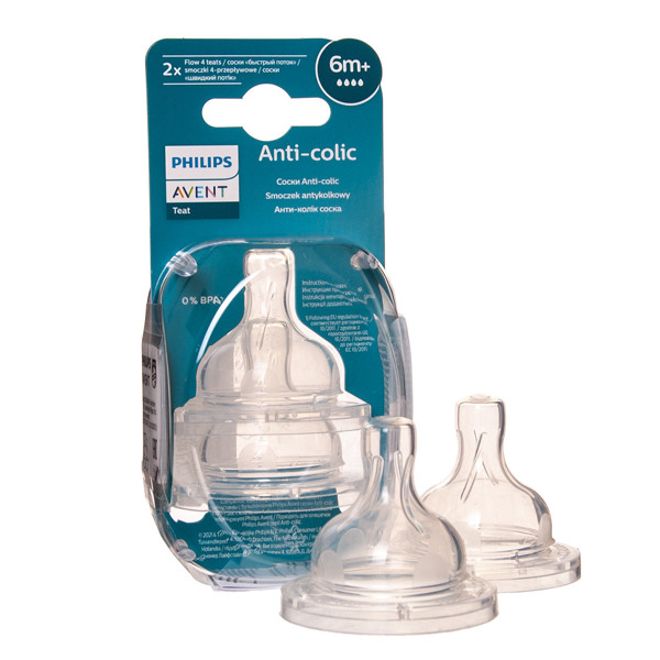 PHILIPS AVENT, silikona knupis "Anti-colic", (4), no 6 mēn, SCY764/02, 2 gab. attēls