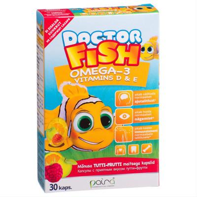 DOCTOR FISH OMEGA-3 + VITAMINS D&E, 30 košļājamās kapsulas attēls
