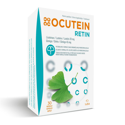 OCUTEIN RETIN LUTEIN 20 mg + GINKGO 45 mg, 30 kapsulas attēls