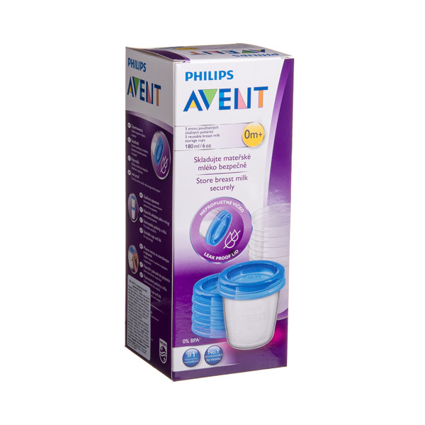 PHILIPS AVENT, burkas Via ar vākiem, SCF619/05, 180 ml, 5 gab. attēls