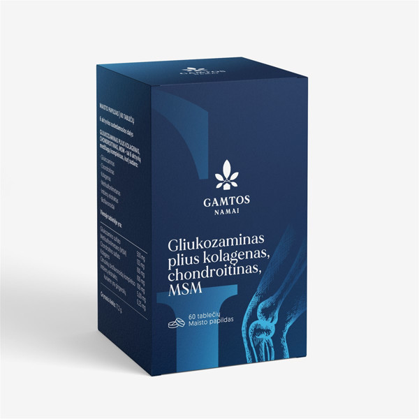 Gamtos namai glikozamīns plus kolagēns, hondroitīns, MSM, 60 tabletes attēls