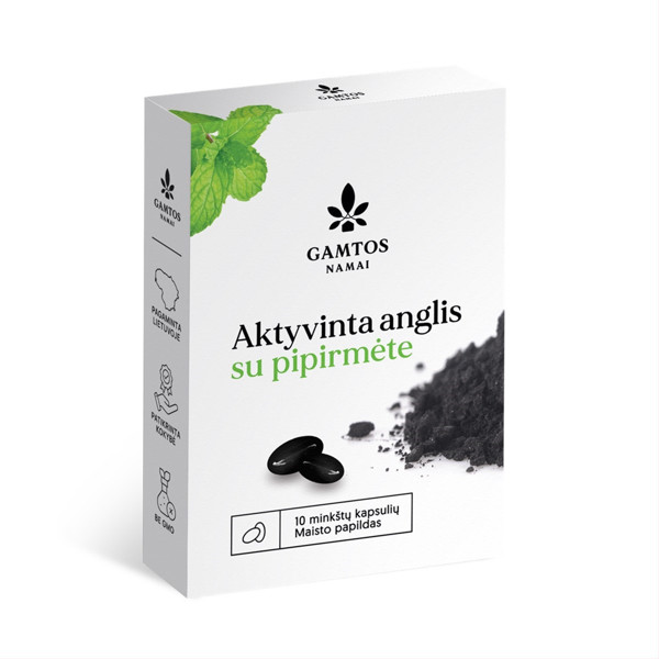 GAMTOS NAMAI AKTĪVĀ OGLE AR PIPARMĒTRU EKSTRAKTU, 10 kapsulas attēls