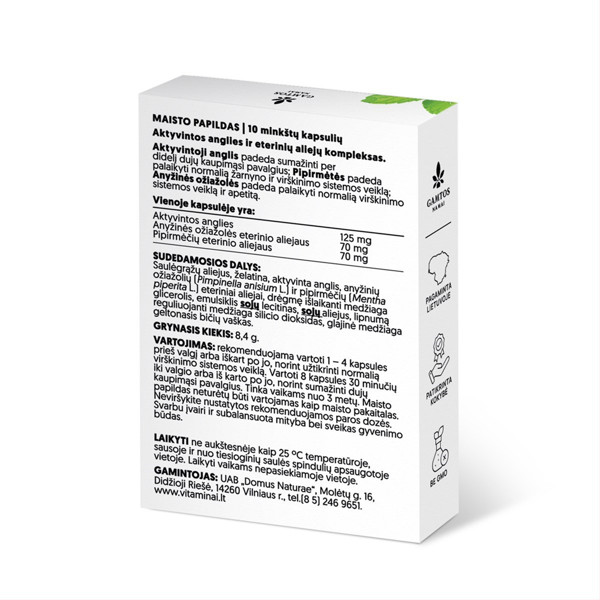 GAMTOS NAMAI AKTĪVĀ OGLE AR PIPARMĒTRU EKSTRAKTU, 10 kapsulas attēls