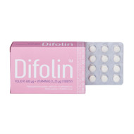 DIFOLIN, folijskābe + D vitamīns, 60 tabletes attēls