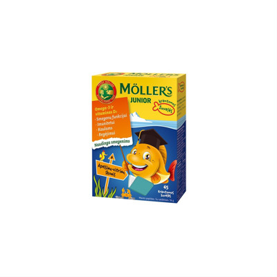 MOLLER'S OMEGA-3 JUNIOR, citrona-apelsīna garša, 45 košļājamās želejas zivis attēls