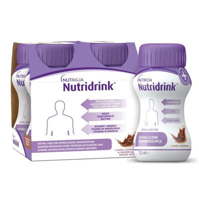NUTRICIA NUTRIDRINK, 125 ml, šokolādes garša, 4 gab. attēls