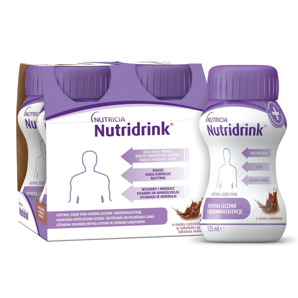 NUTRICIA NUTRIDRINK, 125 ml, šokolādes garša, 4 gab. attēls