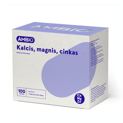 AMBIO kalcijs, magnijs, cinks, 100 tabletes attēls